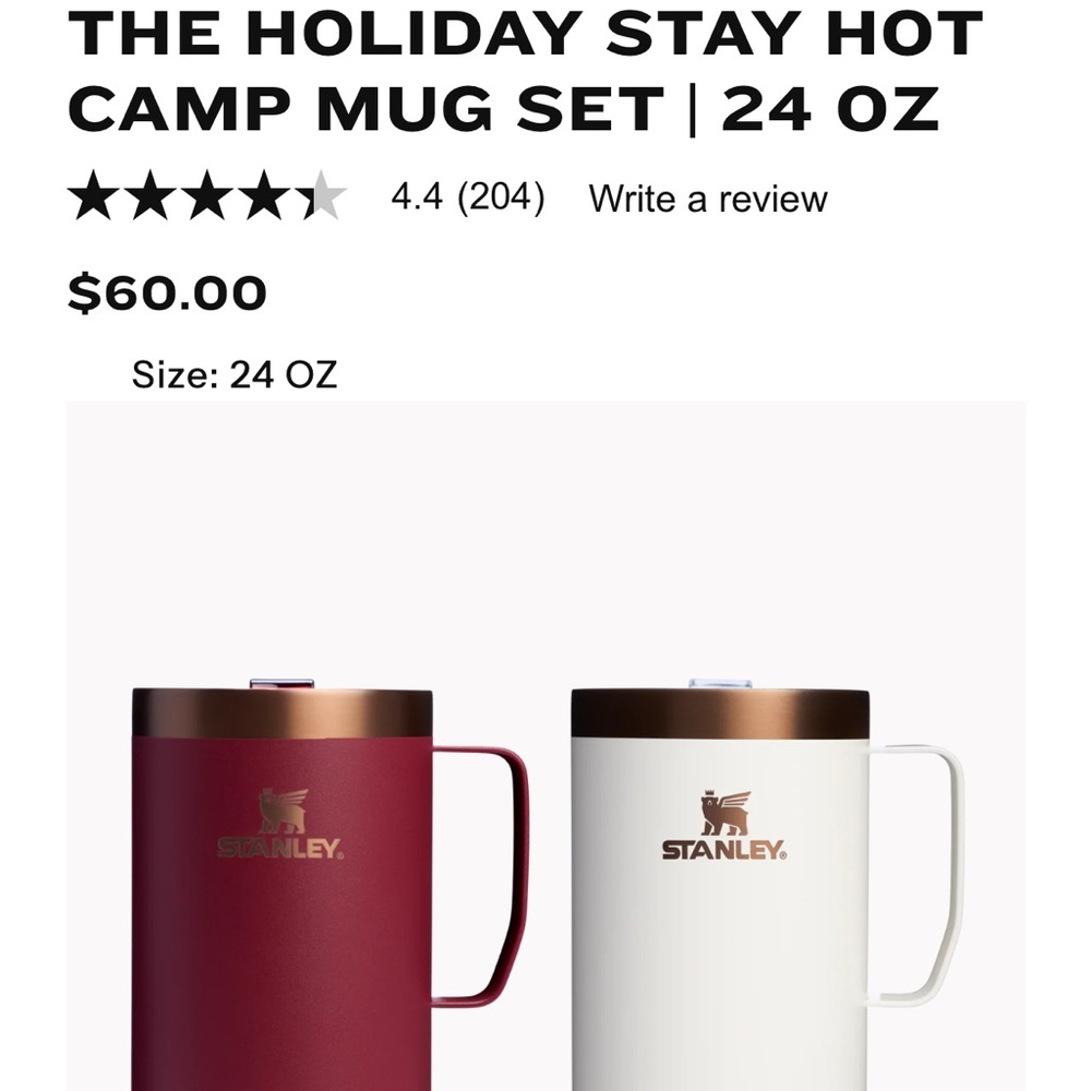 Stanley Holiday Stay Hot Camp Mug Set - Red and White - BRAND NEW IN BOX